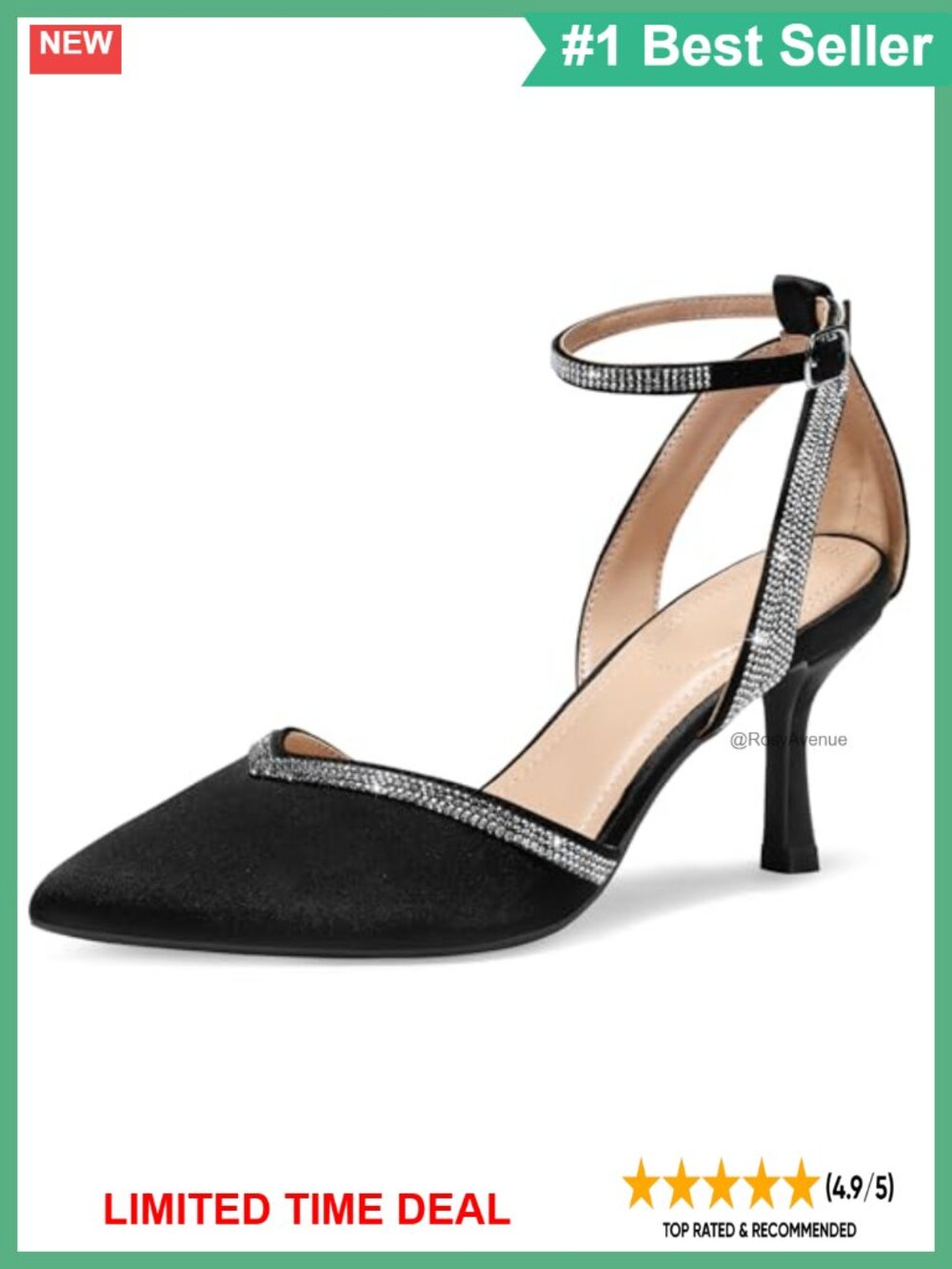 Kitten Heel Closed Toe Dress Pumps Ankle Strap